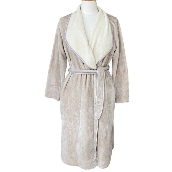 Ugg Koolaburra Plush Robe Taupe Cream Midi Luxe Fleece Loungewear